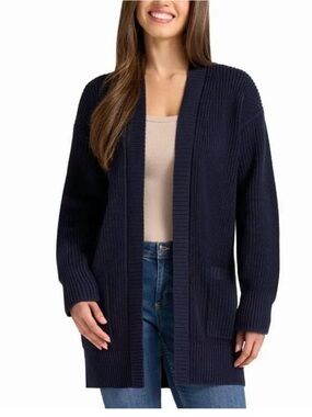 MIA Navy Open-Front Ribbed Cardigan